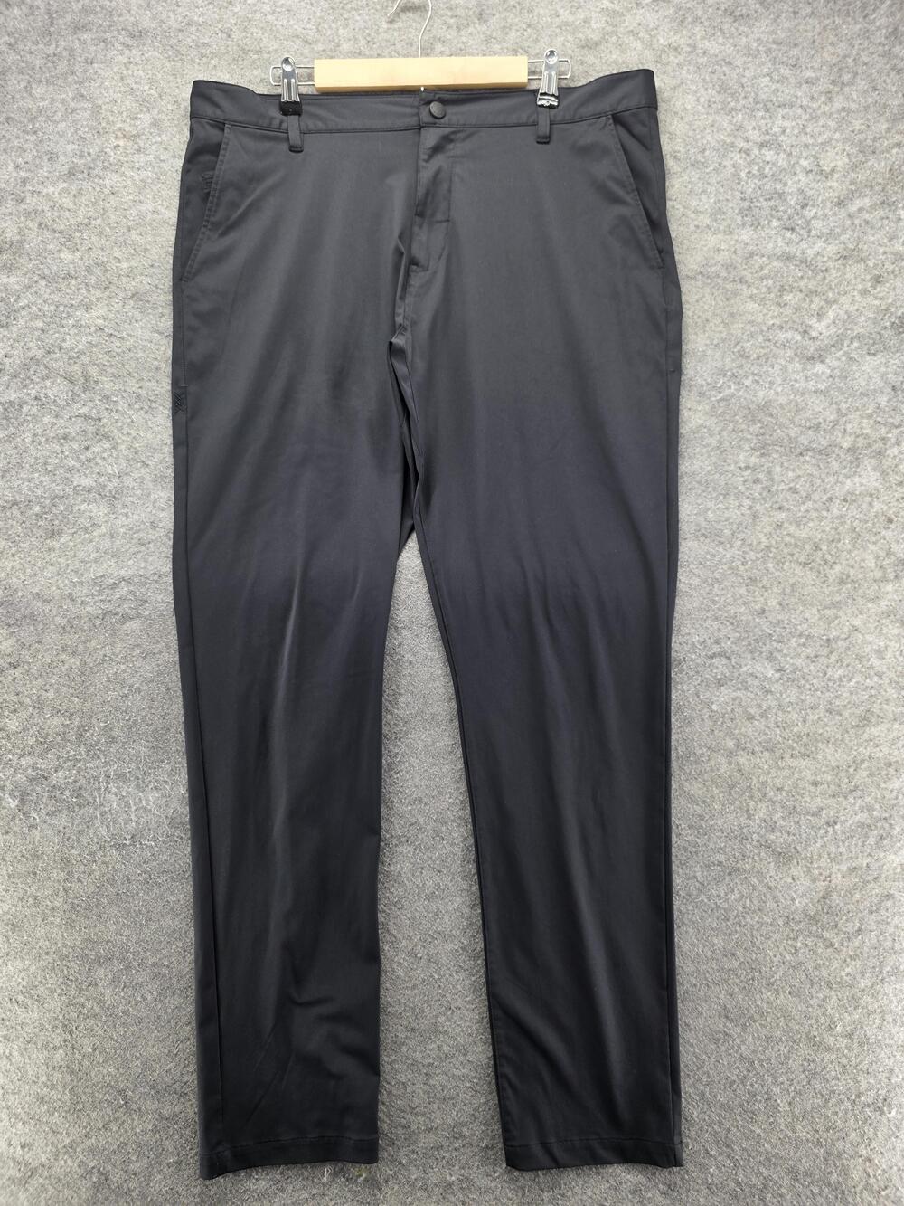 Rhone Pants Mens 38x32 Black Commuter Slim Chino Tapered Stretch Polyester
